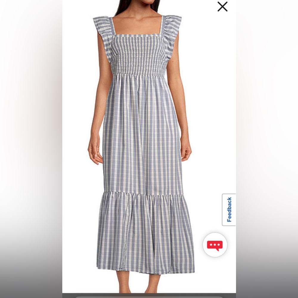 a.n.a  Short Sleeve Plaid Maxi Dress
